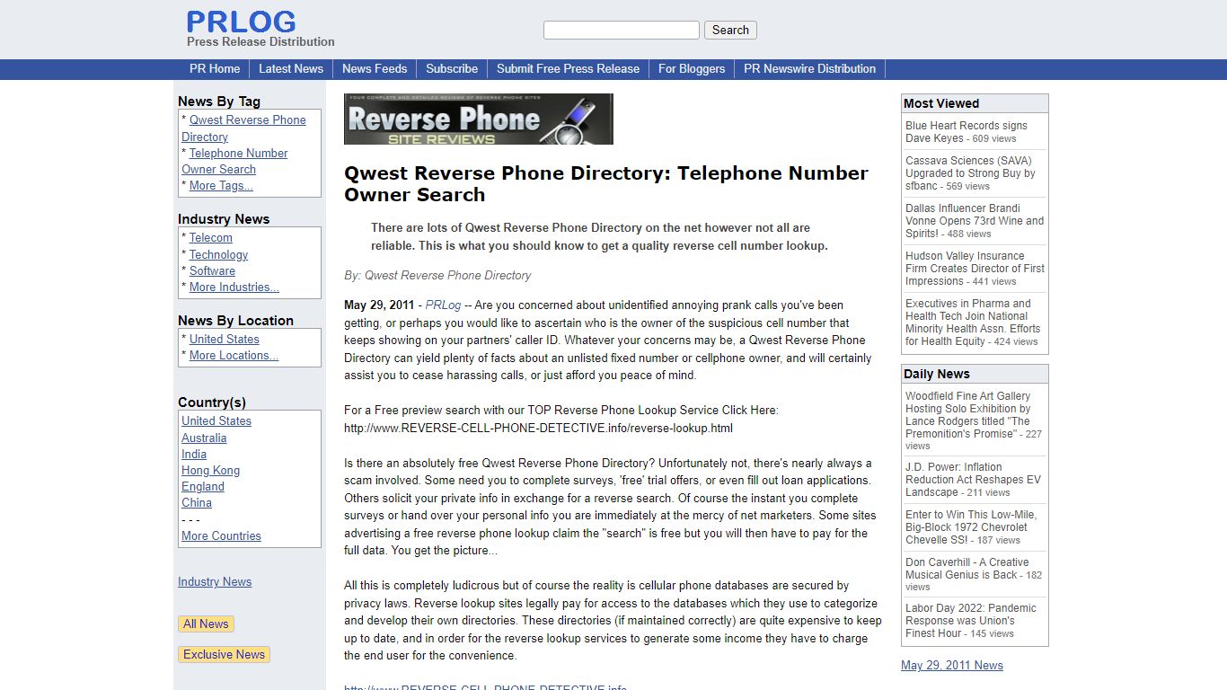 Qwest Reverse Phone Directory: Telephone Number Owner Search